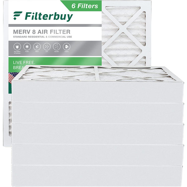 Filterbuy 20x20x4 Air Filter MERV 8, Pleated HVAC AC Furnace Filters
